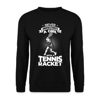 Tennisspielerin - Unisex Pullover - Schwarz - Vorne - Alina (178cm) & Michal (187cm)