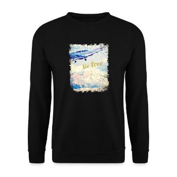 Be free - Old Airplane - Vintage Look - Unisex Sweatshirt - black - Front - Alina (178cm) & Michal (187cm)
