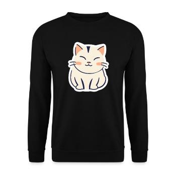 ☺️Cute Lucky Cat Sticker Adorable Happy - Unisex Sweatshirt - black - Front - Alina (178cm) & Michal (187cm)