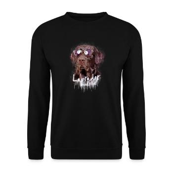 Labrador mit Sonnenbrille - Unisex Pullover - Schwarz - Vorne - Alina (178cm) & Michal (187cm)