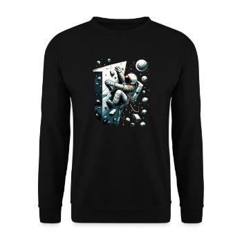Bouldern Astronaut Raumfahrer Geschenk - Unisex Pullover - Schwarz - Vorne - Alina (178cm) & Michal (187cm)