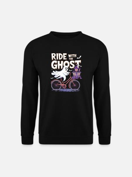 Ghostly Bicycle Ride Halloween Design - Unisex Sweatshirt - black