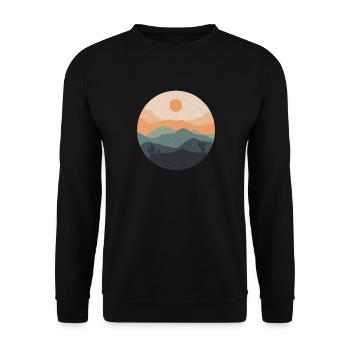 Pastellwüsten-Sonnenuntergangskreis - Unisex Pullover - Schwarz - Vorne - Alina (178cm) & Michal (187cm)