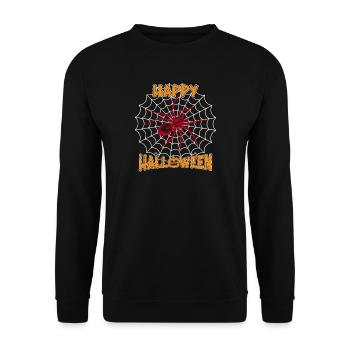 Halloween Spinne Herz Design - Unisex Pullover - Schwarz - Vorne - Alina (178cm) & Michal (187cm)