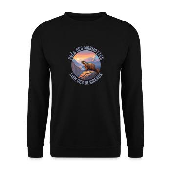 Montagne rando coucher de soleil marmotte - Sweat-shirt Unisexe - noir - Devant - Alina (178cm) & Michal (187cm)