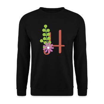 Eleganter Buchstabe 'H' mit Blumen - Unisex Pullover - Schwarz - Vorne - Alina (178cm) & Michal (187cm)