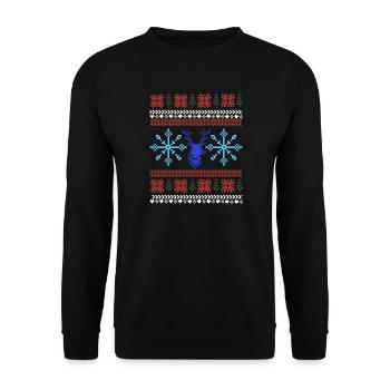 Pixel Weihnachtsmuster - Unisex Pullover - Schwarz - Vorne - Alina (178cm) & Michal (187cm)