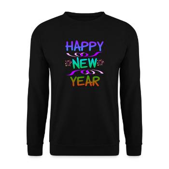 Conception de vœux du Nouvel An avec feux d’artifice et couleurs - Sweat-shirt Unisexe - noir - Devant - Alina (178cm) & Michal (187cm)