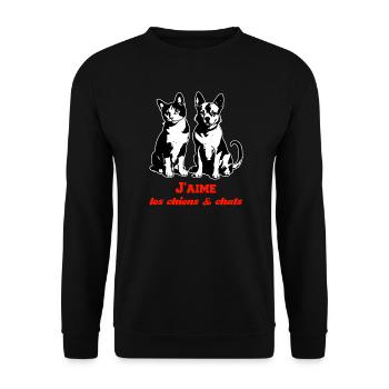I Love You Dog & Cat 2026 Lovers - Unisex Sweatshirt - black - Front - Alina (178cm) & Michal (187cm)
