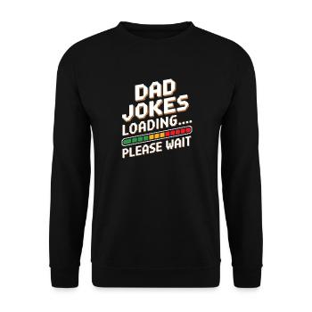 Dad Jokes Loading - Pixel Retro Humor Father Gift - Unisex Pullover - Schwarz - Vorne - Alina (178cm) & Michal (187cm)
