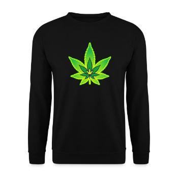 Cannabisblatt - Hanfblatt - Marihuana - Unisex Pullover - Schwarz - Vorne - Alina (178cm) & Michal (187cm)
