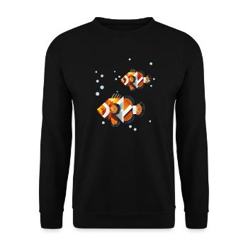 Two Clownfish – Geometric Ocean Illustration - Unisex Sweatshirt - black - Front - Alina (178cm) & Michal (187cm)