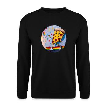 Pizza Slice Skateboard Graffiti - Unisex Pullover - Schwarz - Vorne - Alina (178cm) & Michal (187cm)