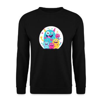 süsses und lustiges knuddel-kuschel monster kinder - Unisex Pullover - Schwarz - Vorne - Alina (178cm) & Michal (187cm)