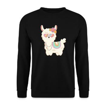 Süßes Lama Sommer - Unisex Pullover - Schwarz - Vorne - Alina (178cm) & Michal (187cm)