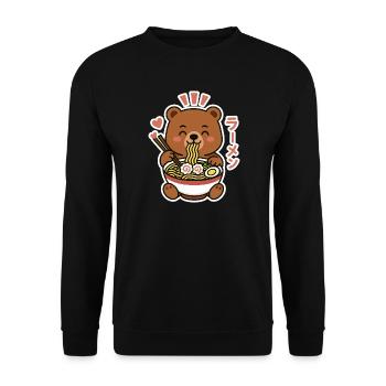 Ramen Noodle Bear - Unisex Pullover - Schwarz - Vorne - Alina (178cm) & Michal (187cm)