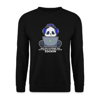 Panda Gamer - schönes Wetter - Unisex Pullover - Schwarz - Vorne - Alina (178cm) & Michal (187cm)