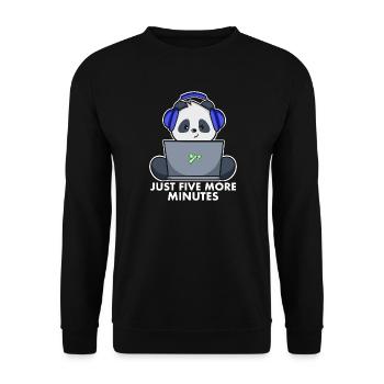 Gaming Panda Nur noch 5 Minuten - Unisex Pullover - Schwarz - Vorne - Alina (178cm) & Michal (187cm)