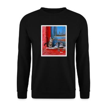 chat doux - Sweat-shirt Unisexe - noir - Devant - Alina (178cm) & Michal (187cm)