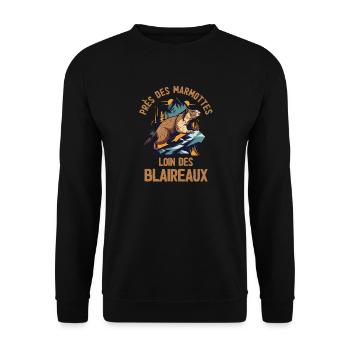 Humour marmotte - Sweat-shirt Unisexe - noir - Devant - Alina (178cm) & Michal (187cm)