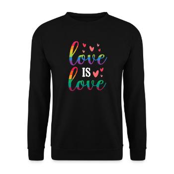 LGBT Pride Month - Liebe ist Liebe - Unisex Pullover - Schwarz - Vorne - Alina (178cm) & Michal (187cm)
