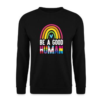 LGBT Pride Month - Be a Good Human - Unisex Sweatshirt - black - Front - Alina (178cm) & Michal (187cm)
