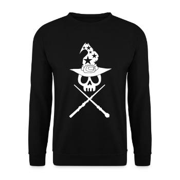 White Wizard's Skull - Unisex Sweatshirt - black - Front - Alina (178cm) & Michal (187cm)