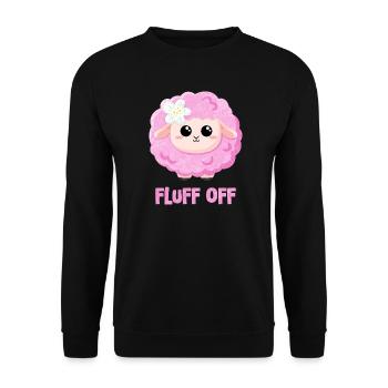 Pink Sheep with Saying Funny - Fluff off - Unisex Sweatshirt - black - Front - Alina (178cm) & Michal (187cm)