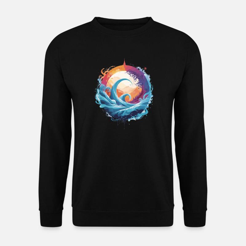 Dynamic wave and moon circle - Unisex Sweatshirt - black