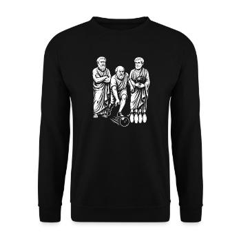 Les philosophes grecs antiques jouent au bowling - Sweat-shirt Unisexe - noir - Devant - Alina (178cm) & Michal (187cm)