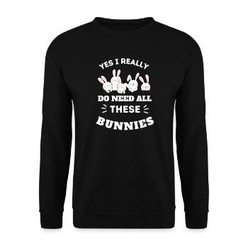 Skurriles Bunny Squad T-Shirt-Design - Unisex Pullover - Schwarz - Vorne - Alina (178cm) & Michal (187cm)