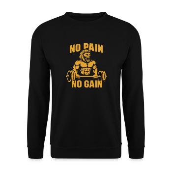 Lion avec design motivant avec haltères - Sweat-shirt Unisexe - noir - Devant - Alina (178cm) & Michal (187cm)