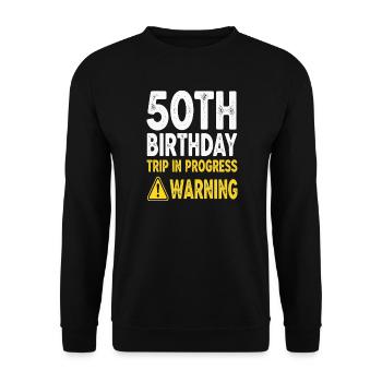 Avertissement : voyage pour le 50e anniversaire en cours - Sweat-shirt Unisexe - noir - Devant - Alina (178cm) & Michal (187cm)