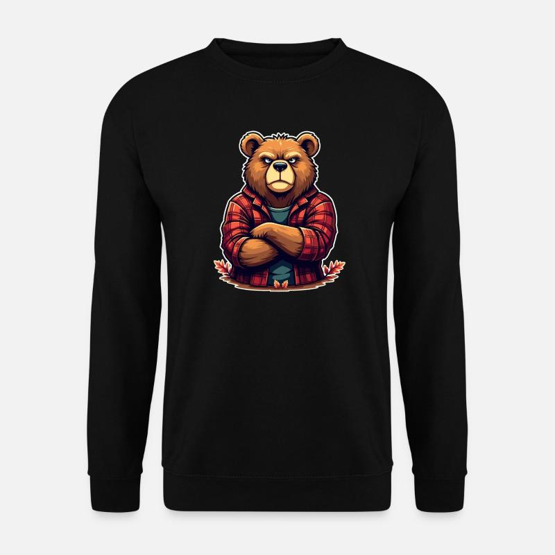 Bear in Plaid Flannel - Unisex Sweatshirt - black
