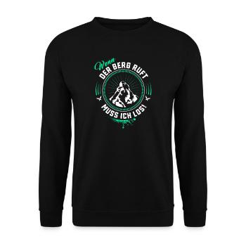 Wenn der Berg ruft - Wander Bergsteiger Spruch - Unisex Pullover - Schwarz - Vorne - Alina (178cm) & Michal (187cm)
