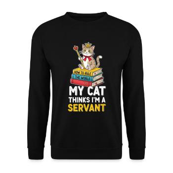 Kitten Crown Ruler Motif - Unisex Sweatshirt - black - Front - Alina (178cm) & Michal (187cm)