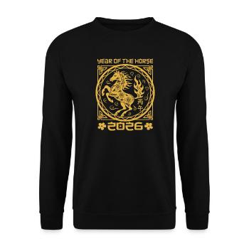Chinese New Year Year of the Fire Horse 2026 - Unisex Sweatshirt - black - Front - Alina (178cm) & Michal (187cm)