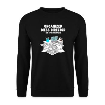 Organisierter Chaos-Direktor - Unisex Pullover - Schwarz - Vorne - Alina (178cm) & Michal (187cm)