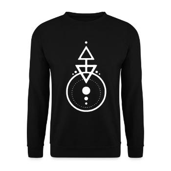 Weißes geometrisches Design - Unisex Pullover - Schwarz - Vorne - Alina (178cm) & Michal (187cm)