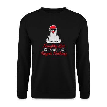On the naughty list and I regret nothing Böse Möwe - Unisex Sweatshirt - black - Front - Alina (178cm) & Michal (187cm)