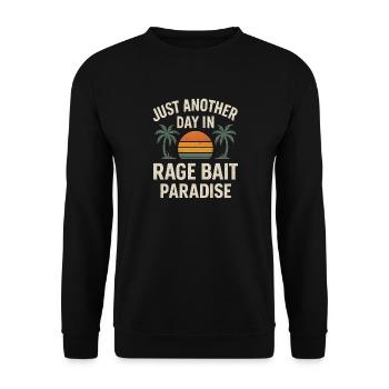 Rage Bait Paradise Sunset, lustiger Spruch - Unisex Pullover - Schwarz - Vorne - Alina (178cm) & Michal (187cm)
