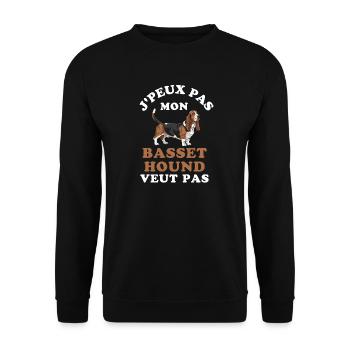Basset Hound, ich kann nicht - Unisex Pullover - Schwarz - Vorne - Alina (178cm) & Michal (187cm)