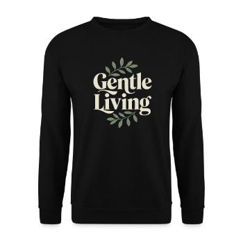 Gentle Living – Vintage Leaves - Unisex Sweatshirt - black - Front - Alina (178cm) & Michal (187cm)