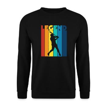 Baseball-Legende Retro-Schlagspieler-Fan - Unisex Pullover - Schwarz - Vorne - Alina (178cm) & Michal (187cm)