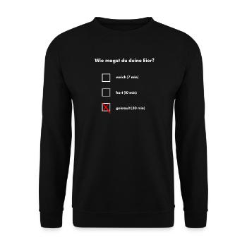 Comment aimes-tu tes œufs ? - Sweat-shirt Unisexe - noir - Devant - Alina (178cm) & Michal (187cm)