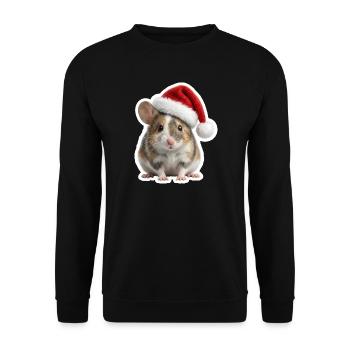 Une souris mignonne avec un grand chapeau de Noël - Sweat-shirt Unisexe - noir - Devant - Alina (178cm) & Michal (187cm)