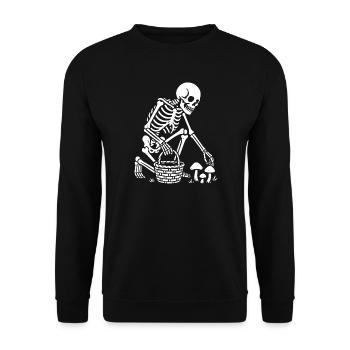 Skeleton Harvest: Mushroom Basket - Unisex Sweatshirt - black - Front - Alina (178cm) & Michal (187cm)