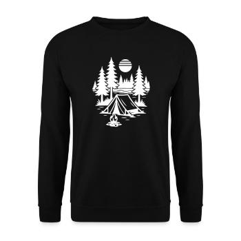 Camping nature sous tente Camping au feu de camp - Sweat-shirt Unisexe - noir - Devant - Alina (178cm) & Michal (187cm)
