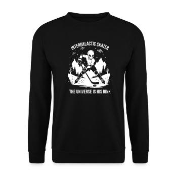 Außerirdische Eishockeyspieler UFO Silhouette Desi - Unisex Pullover - Schwarz - Vorne - Alina (178cm) & Michal (187cm)