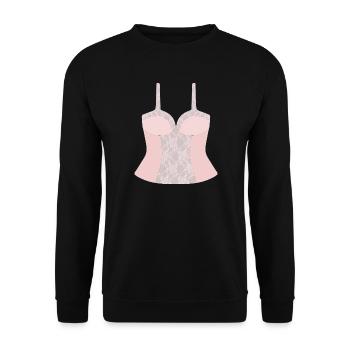 Lace Pink Corset Bodice - Unisex Sweatshirt - black - Front - Alina (178cm) & Michal (187cm)